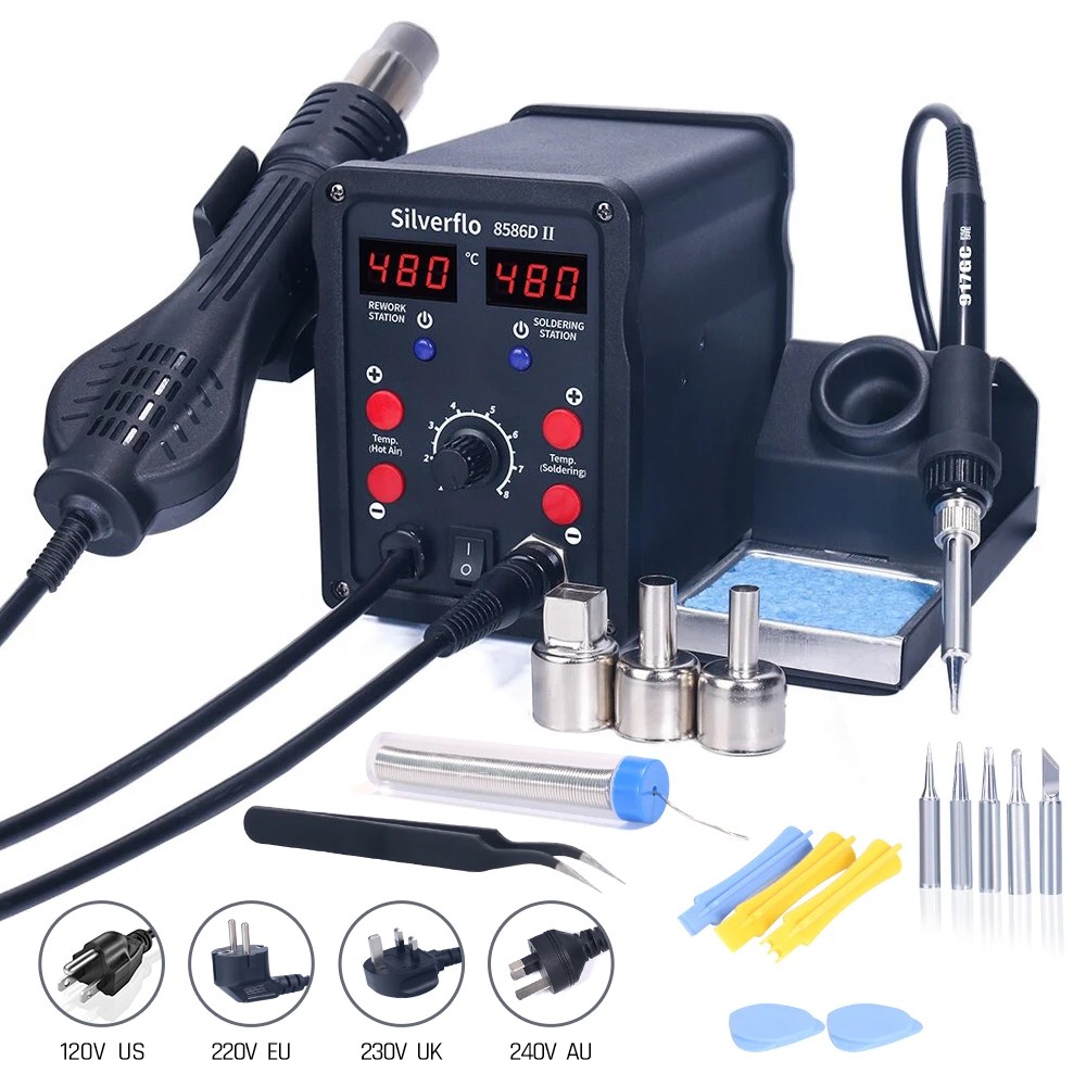 Stazione di saldatura Silverfl - Smd Rework Station Hot Air Soldering 2 In 1 recensione e prezzo