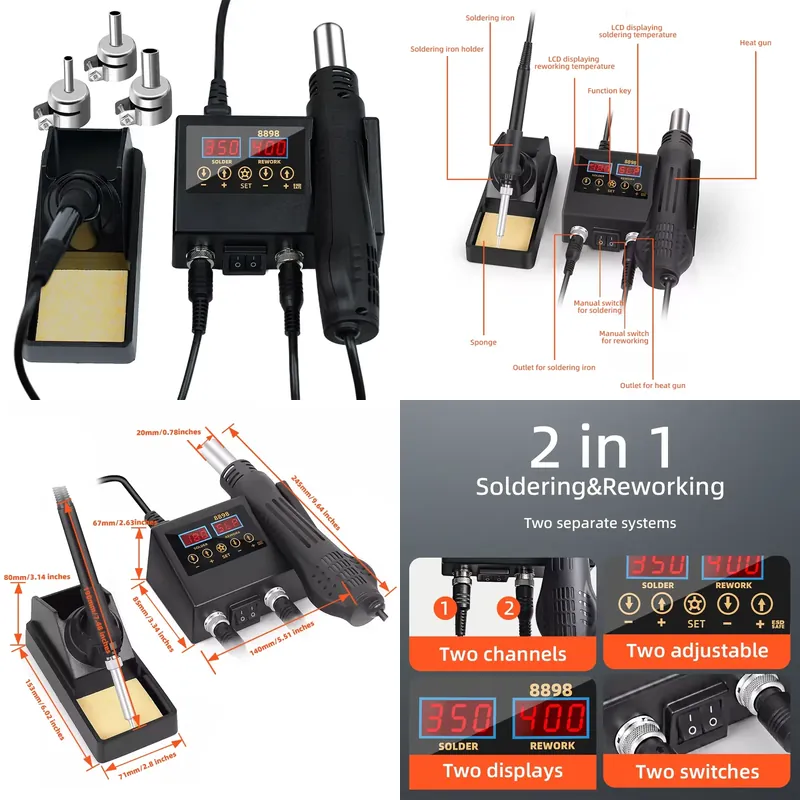 Stazione di Saldatura e Dissal - Smd Rework Station Hot Air Soldering 2 In 1 recensione e prezzo