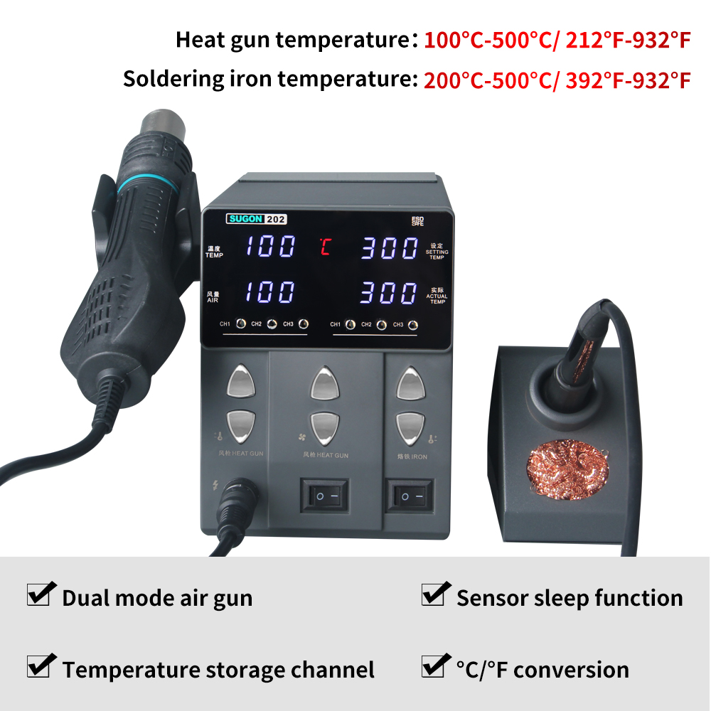 Saldatore elettrico della staz - Smd Rework Station Hot Air Soldering 2 In 1 recensione e prezzo