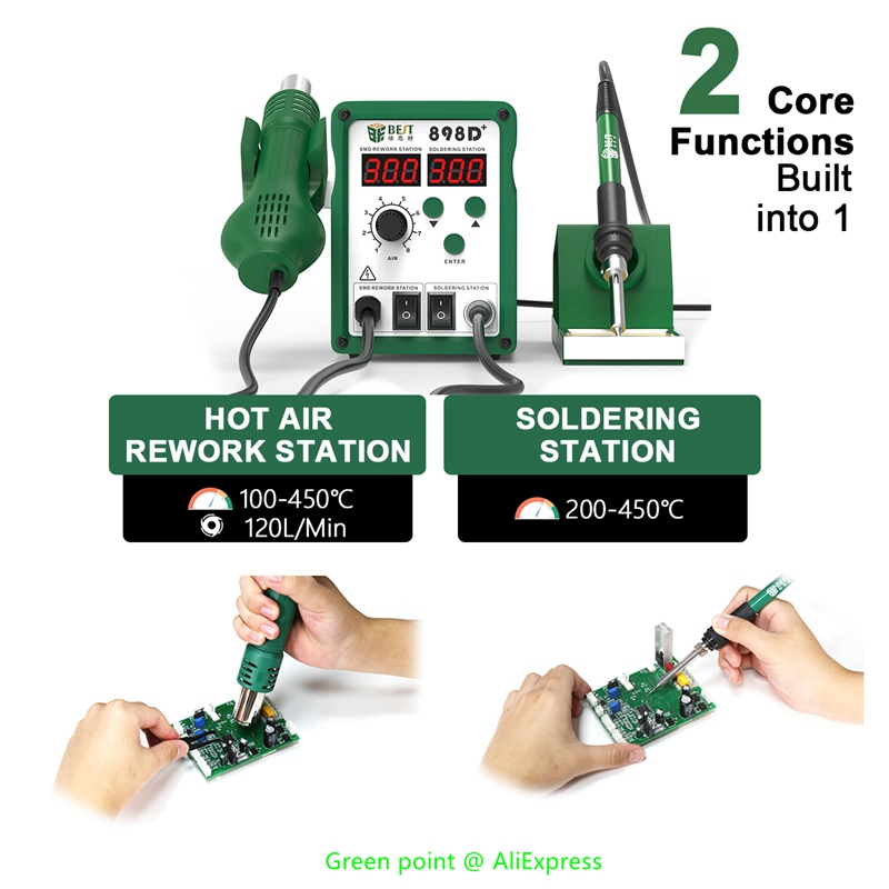 BST-898D + Display a LED 2 in  - Smd Rework Station Hot Air Soldering 2 In 1 recensione e prezzo