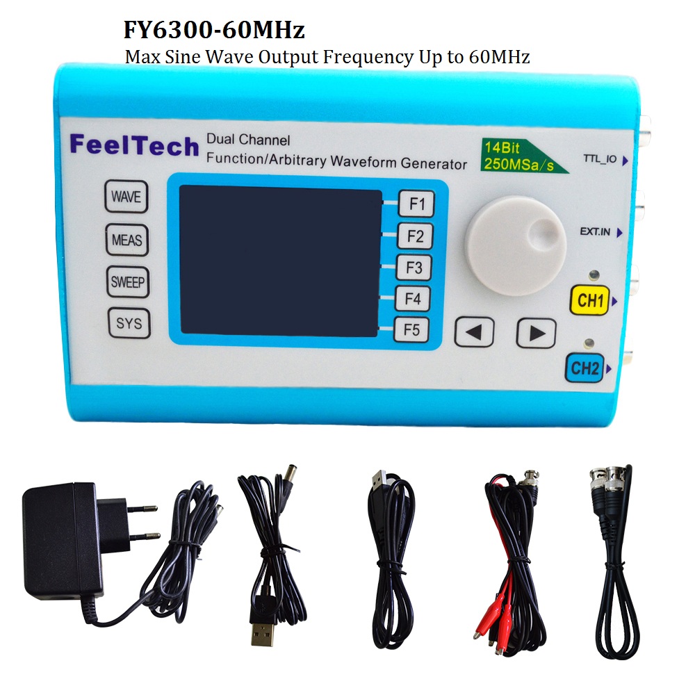 Funzione FY6300 Generatore di  - Dual Channel Arbitrary Waveform Function Generator 60Mhz recensione e prezzo