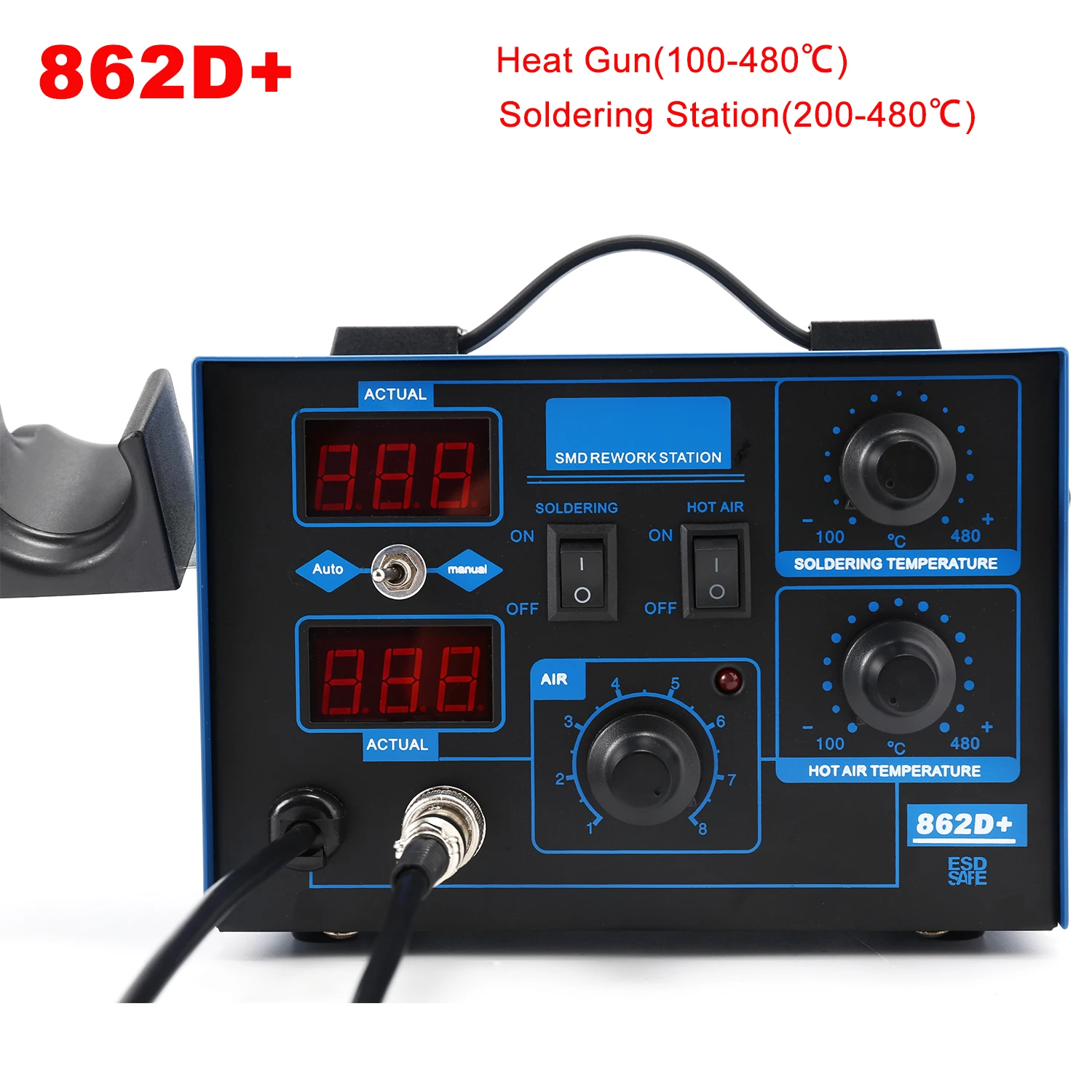 Stazione di saldatura 862D+ 2  - Smd Rework Station Hot Air Soldering 2 In 1 recensione e prezzo